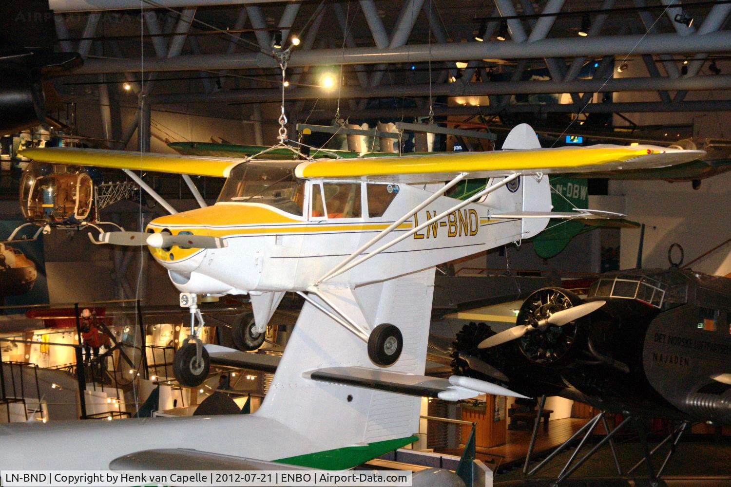 LN-BND, 1961 Piper PA-22-108 Colt Colt C/N 22-8947, Piper Colt LN-BND hanging in the Norsk Luftfartsmuseum at Bodø Airport, Norway.