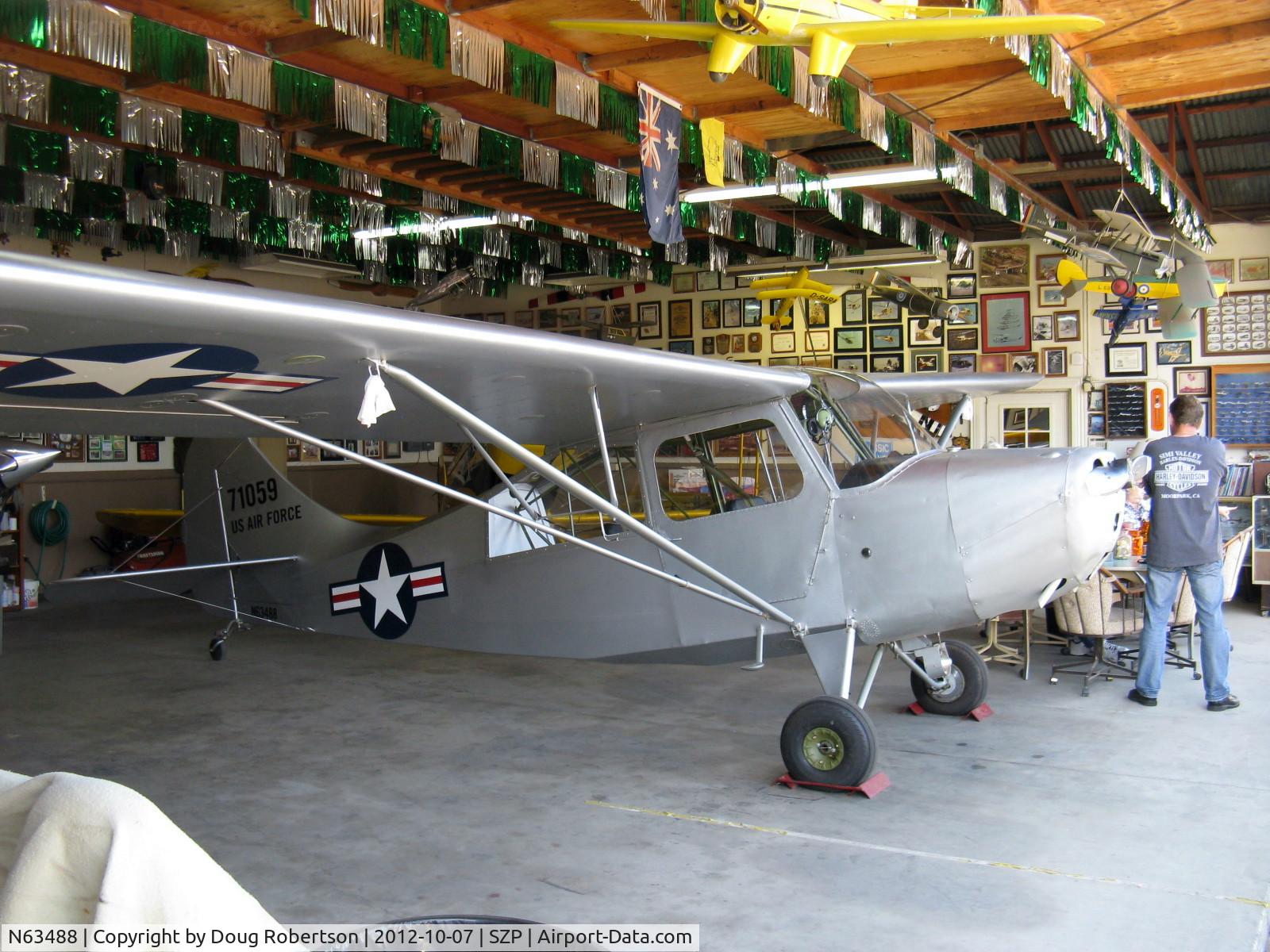 N63488, 1947 Aeronca 7BCM C/N 7BCM-276, 1947 Aeronca 7BCM as L-16B, Continental C85 85 Hp, in the Quinn Aviation Museum of Santa Paula hangar