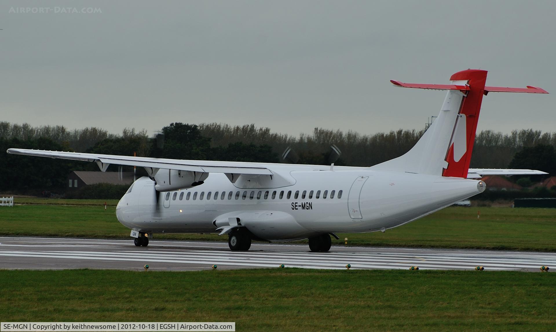 SE-MGN, 1994 ATR 72-202 C/N 437, Leaving following a detailed paint job !