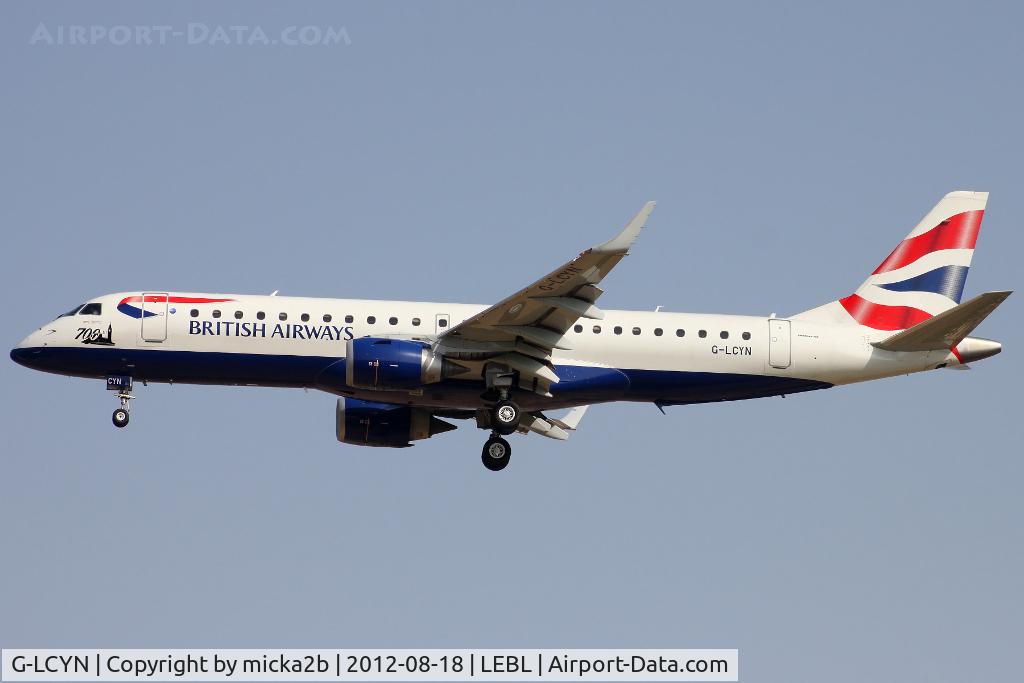 G-LCYN, 2010 Embraer 190SR (ERJ-190-100SR) C/N 19000392, Landing