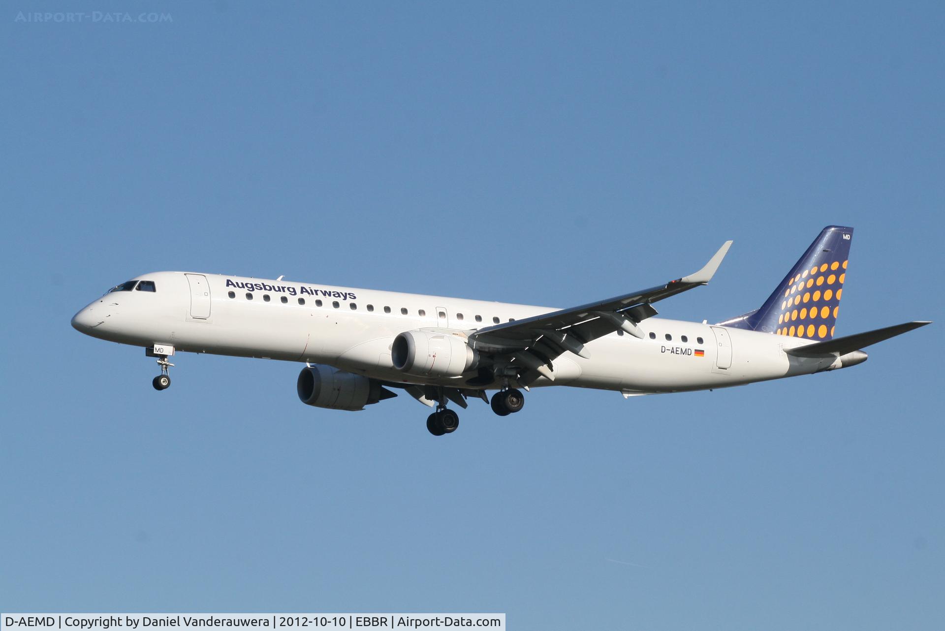 D-AEMD, 2009 Embraer 195LR (ERJ-190-200LR) C/N 19000305, Arrival of flight LH2284 to RWY 25L