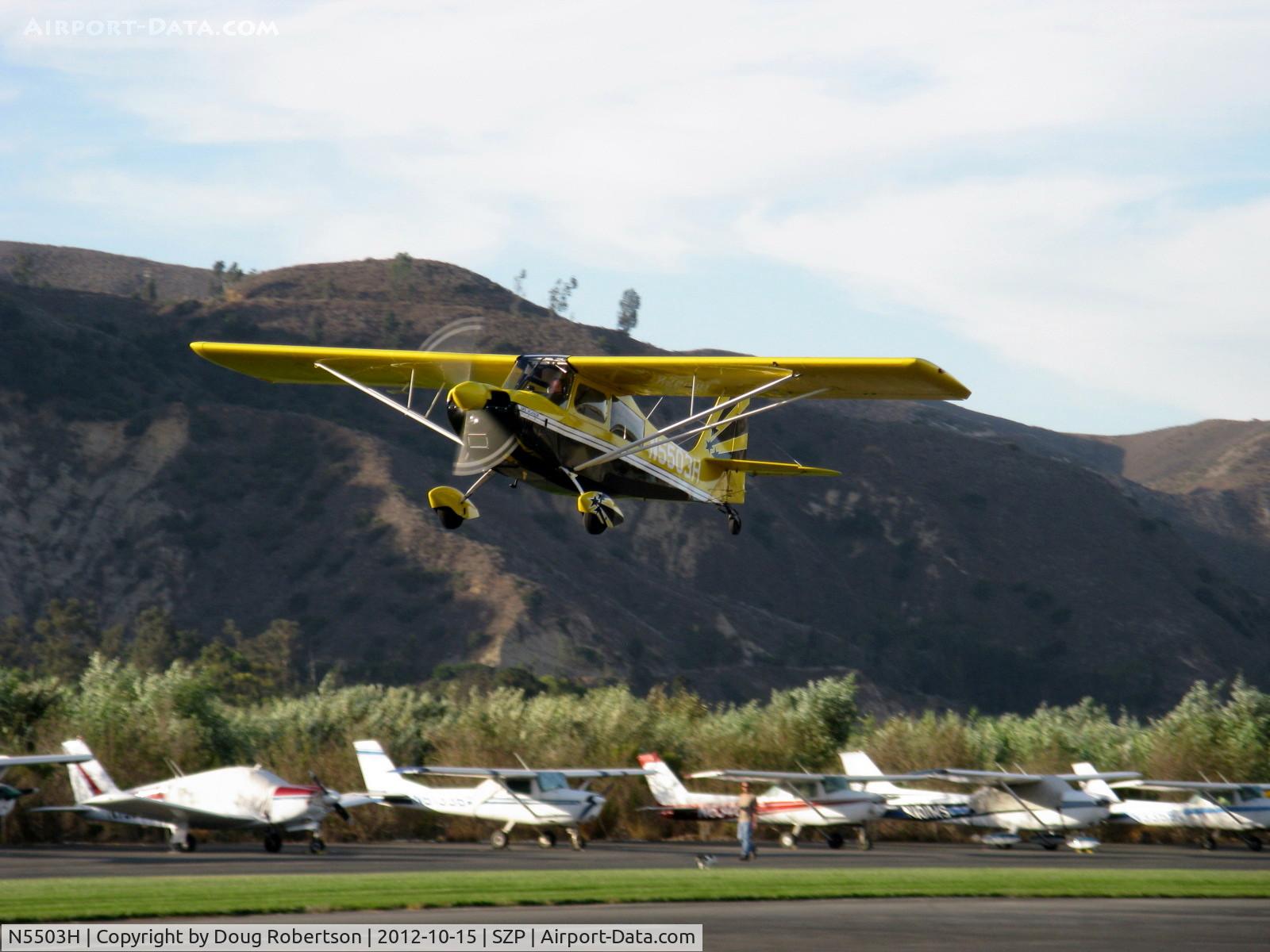 N5503H, 1978 Bellanca 8KCAB Super Decathlon C/N 413-78, 1978 Bellanca 8KCAB SUPER DECATHLON, Lycoming AEIO-360 180 Hp, takeoff climb Rwy 04