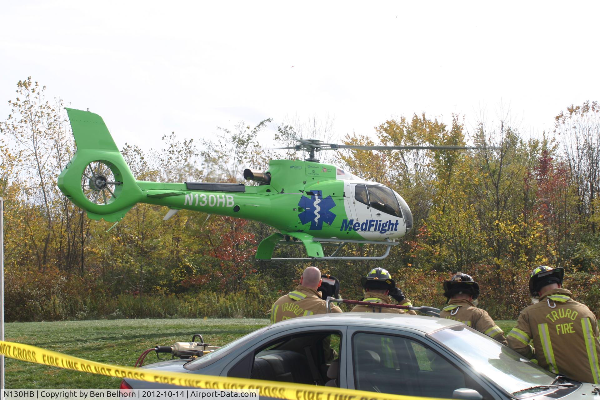 N130HB, Eurocopter EC-130B-4 (AS-350B-4) C/N 7167, Medflight lifting off from open house at the Truro Township Fire Dept