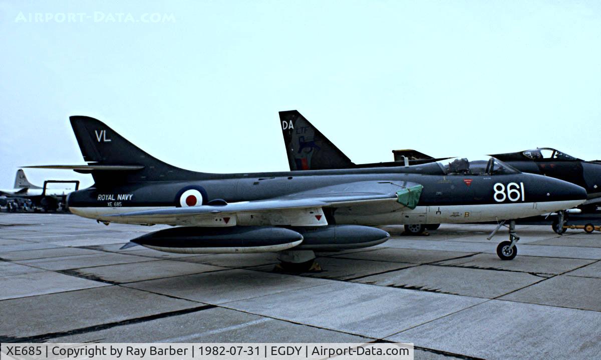 XE685, 1955 Hawker Hunter GA.11 C/N HABL-003028, Hawker Hunter GA.11 [HABL003028] RNAS Yeovilton~G 31/07/1982
