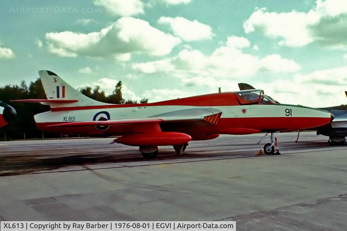 XL613, 1958 Hawker Hunter T.7 C/N 41H/695347, Hawker Hunter T.7A [41H/695347] RAF Greenham Common~G 01/08/1976