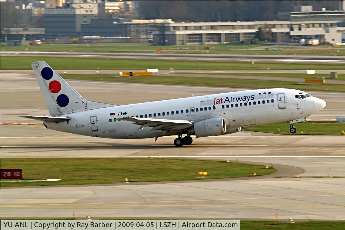 YU-ANL, 1986 Boeing 737-3H9 C/N 23716/1321, Boeing 737-3H9 [23716] (JAT Airways) Zurich~HB 05/04/2009.