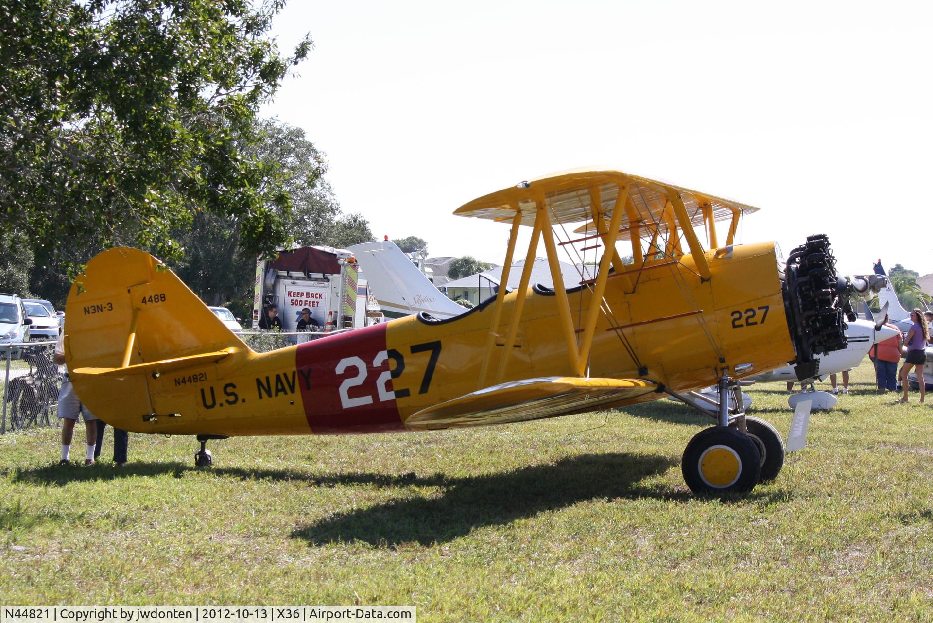 N44821, 1941 Naval Aircraft Factory N3N-3 C/N 4488, Naval Aircraft Factory N3N Canary (N44821) sits on display at Buchan Airport