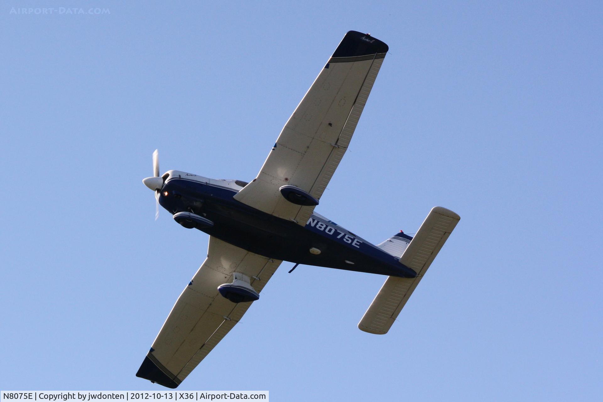 N8075E, 1979 Piper PA-28-181 C/N 28-8090065, Piper Cherokee (N8075E) flies over Buchan Airport