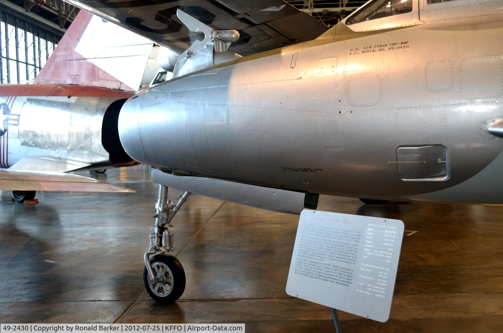 49-2430, 1950 Republic YRF-84F FICON C/N Not found 49-2430, AF Museum