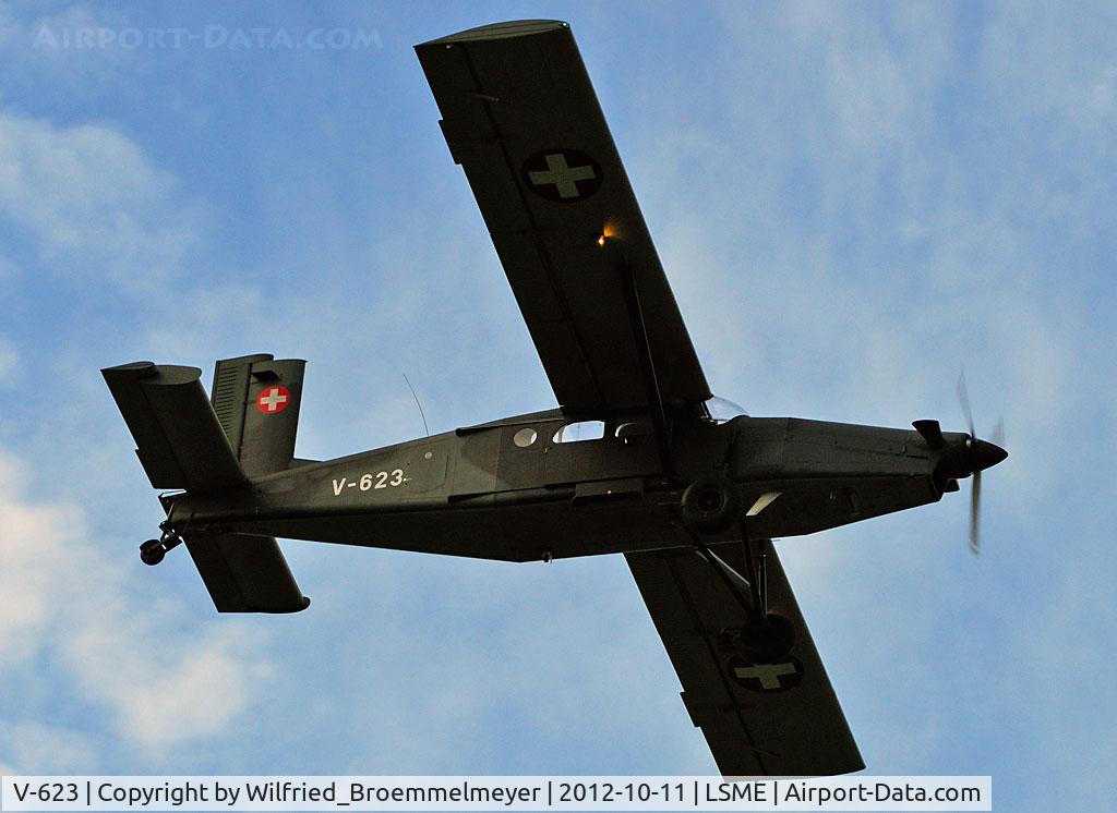 V-623, Pilatus PC-6/B2-H2M Turbo Porter C/N 649, On short final to LSME - Emmen Airfield (Switzerland)