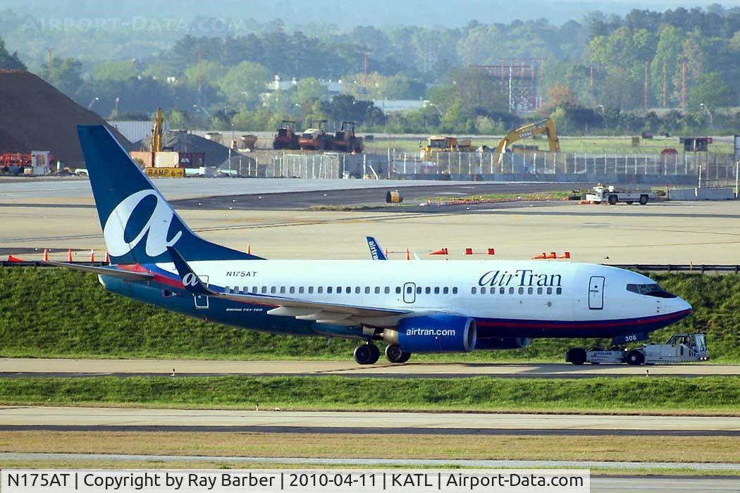 N175AT, 2004 Boeing 737-76N C/N 32652, Boeing 737-76N [32652] (AirTran Airways) Atlanta~N 11/04/2010. Under tow to stands.