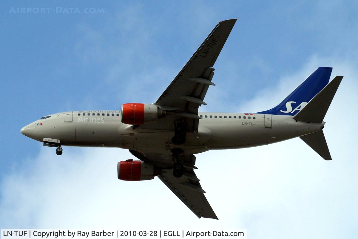 LN-TUF, 1999 Boeing 737-705 C/N 28222, Boeing 737-705 [28222] (SAS Scandinavian Airlines) Home~G 28/03/2010. On approach 27R to Heathrow.