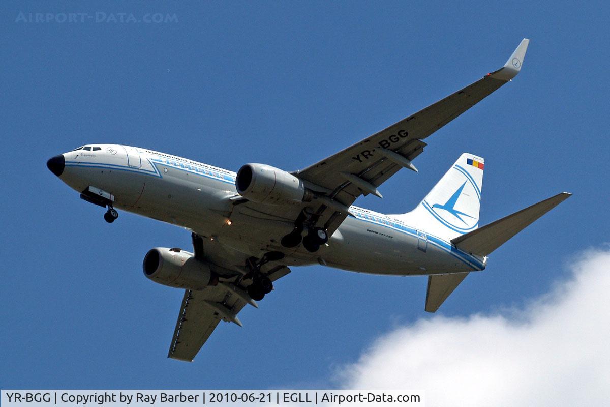 YR-BGG, 2001 Boeing 737-78J C/N 28442, Boeing 737-78J [28442] (TAROM) Home~G 21/06/2010. On approach 27R to Heathrow.