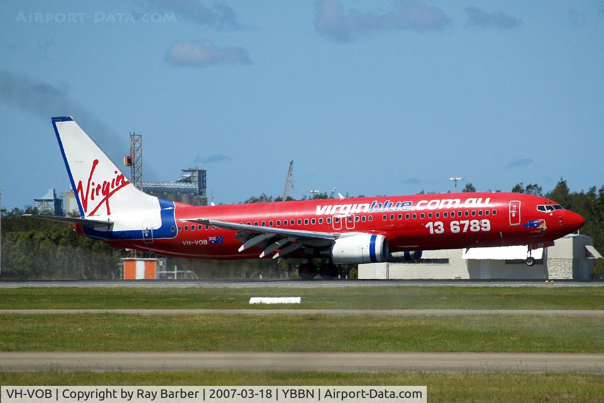 VH-VOB, 2002 Boeing 737-8BK C/N 30622, Boeing 737-8BK [30622] (Virgin Blue) Brisbane-International~VH 18/03/2007. About to touch down.
