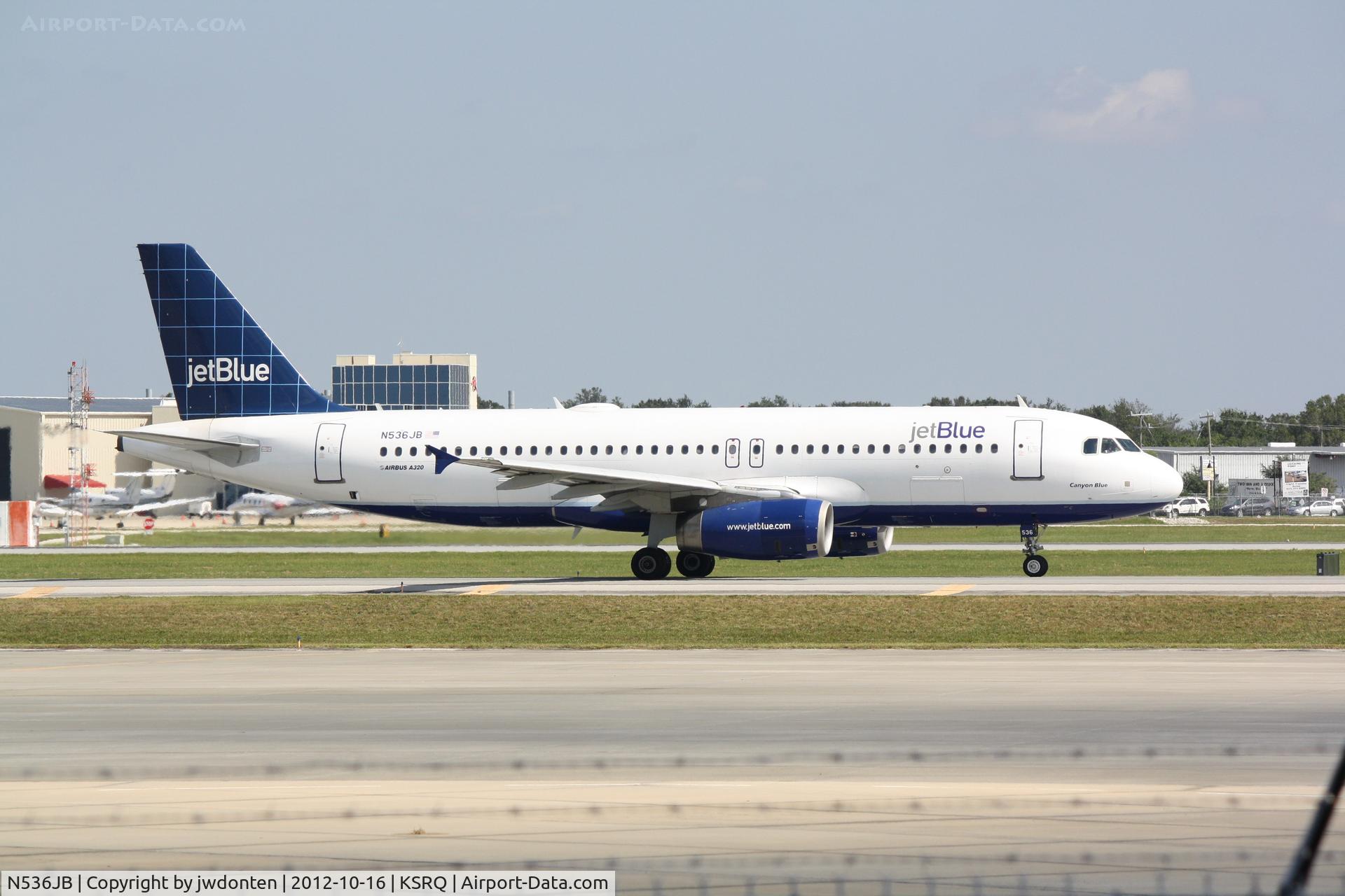 N536JB, 2002 Airbus A320-232 C/N 1784, JetBlue Flight 164 (N536JB) prepares for flight at Sarasota-Bradenton International Airport