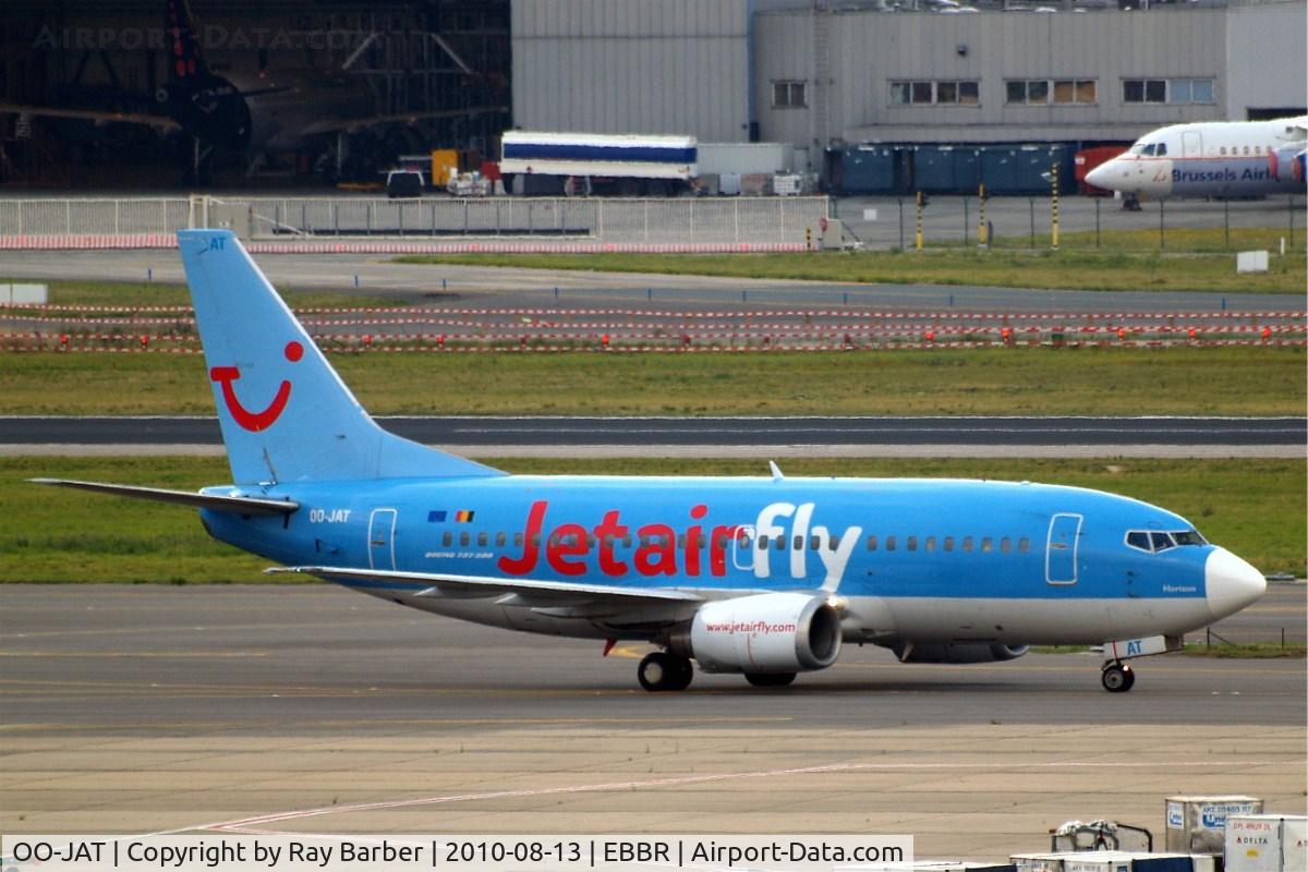 OO-JAT, 1990 Boeing 737-5K5 C/N 24927, Boeing 737-5K5 [24927] (Jetairfly) Brussels~OO 13/08/2010. Taxiing in having just arrived.