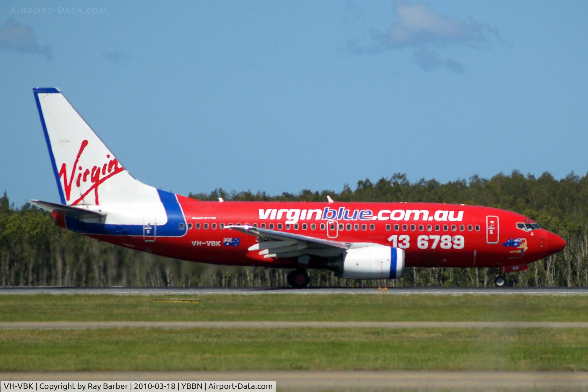 VH-VBK, 2002 Boeing 737-7Q8 C/N 30648, Boeing 737-7Q8 [30648]  (Virgin Blue) Brisbane-International~VH 18/03/2007. Departing.