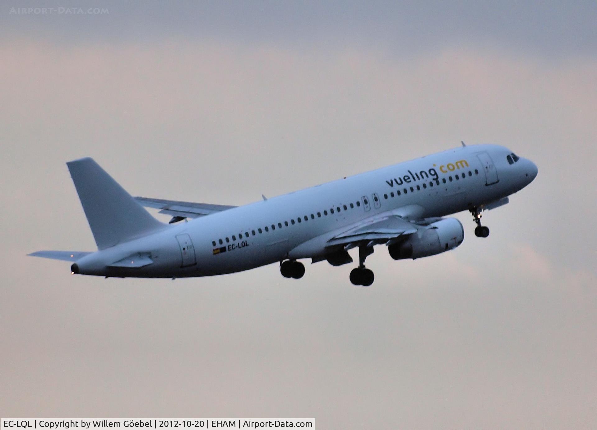 EC-LQL, 2002 Airbus A320-232 C/N 1749, Take off from runway L18 of Schiphol Airport.