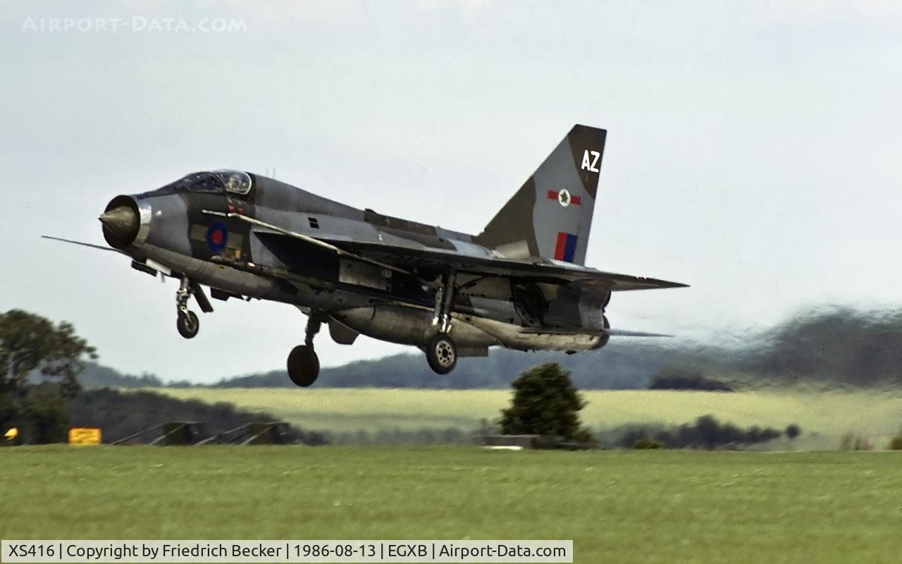 XS416, 1962 English Electric Lightning T.5 C/N 95001, short final at RAF Binbrook