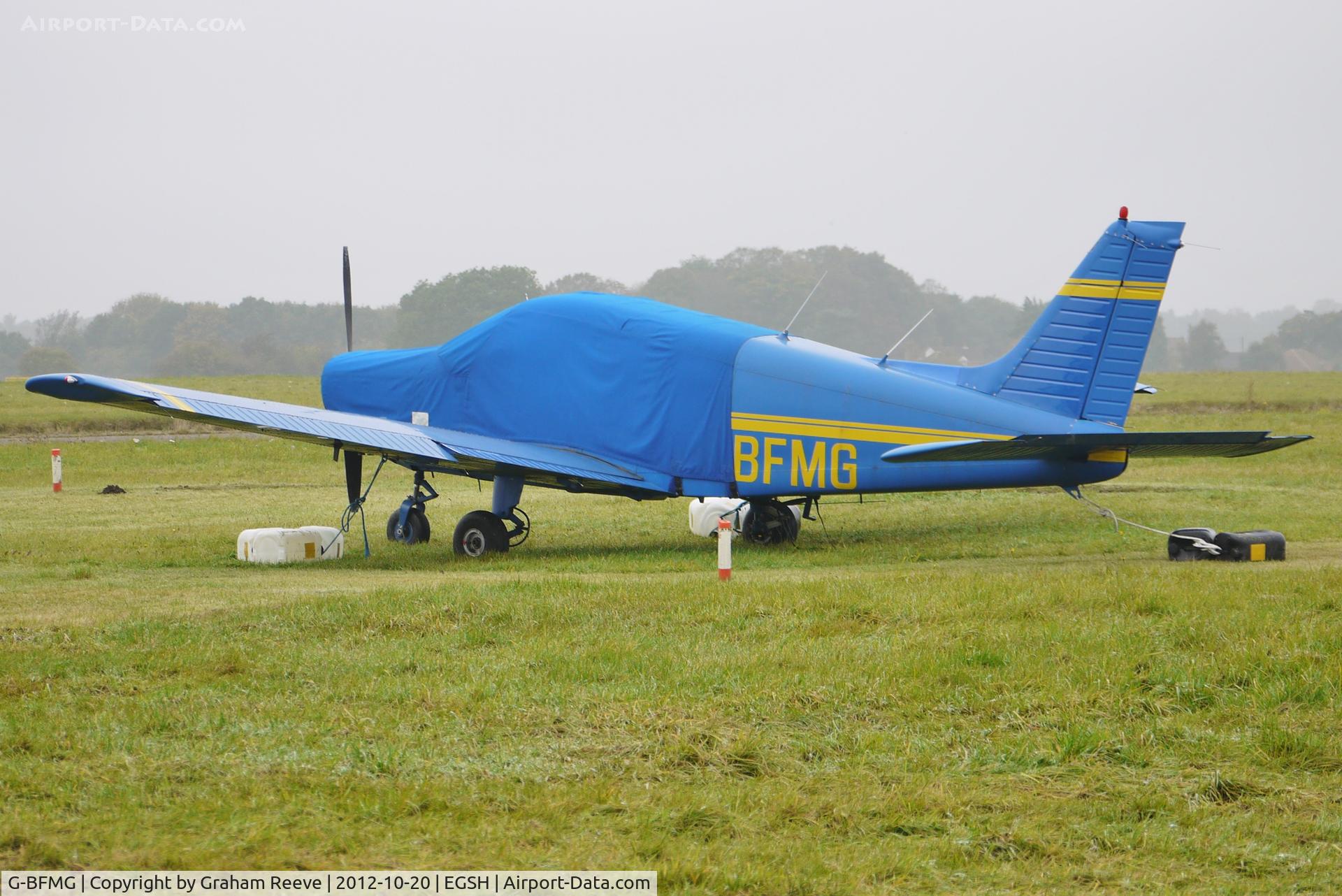 G-BFMG, 1977 Piper PA-28-161 Cherokee Warrior II C/N 28-7716160, Parked at Norwich.