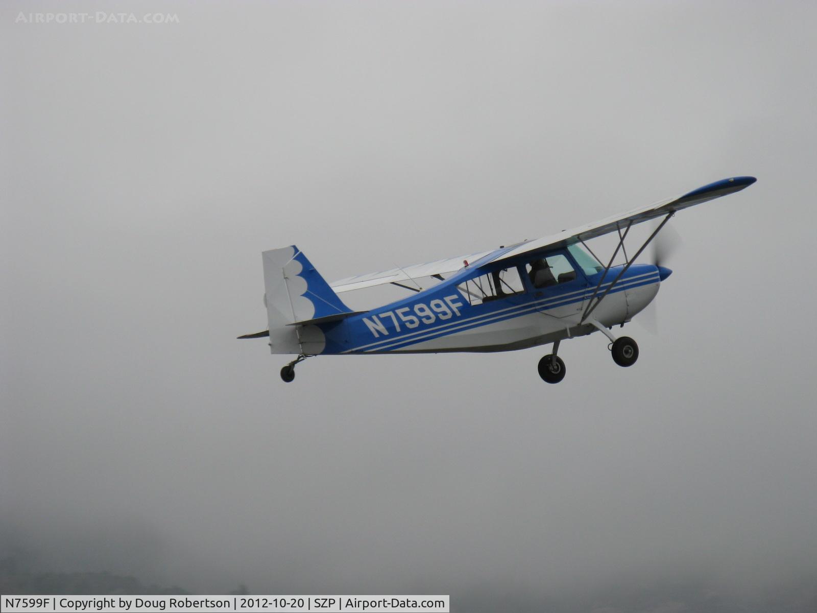 N7599F, 1970 Champion 7ECA Citabria C/N 745-70, 1970 Champion 7ECA CITABRIA, Lycoming O-235 115 Hp, takeoff climb Rwy 22