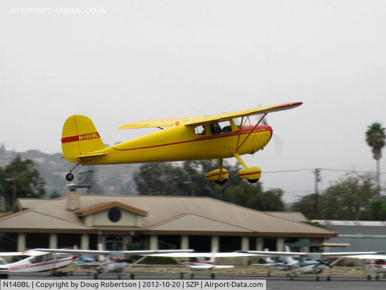 N140BL, 1946 Cessna 140 C/N 14565, 1946 Cessna 140, Continental C85 85 Hp, takeoff climb Rwy 04