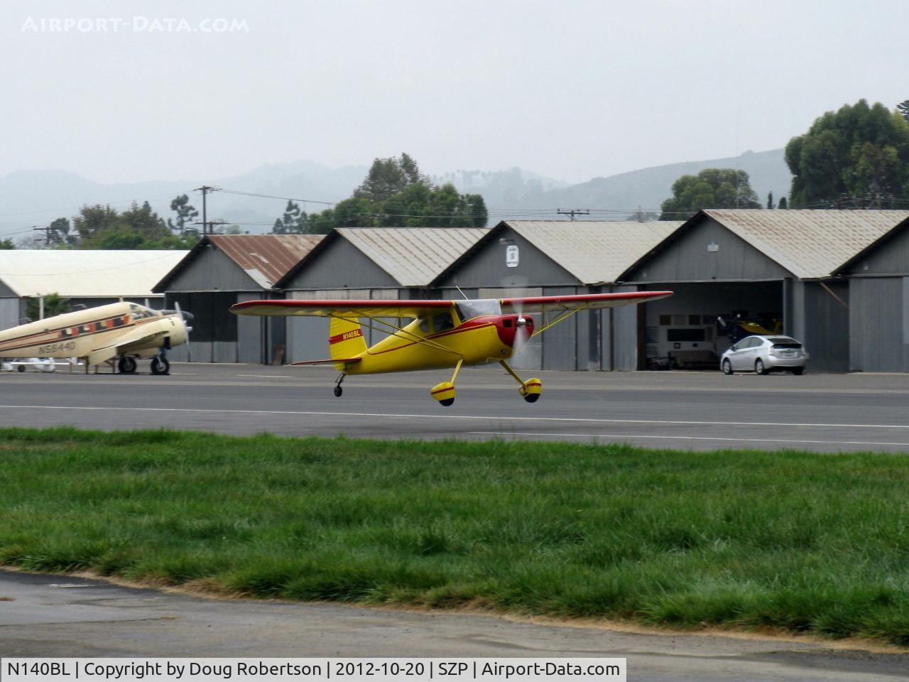 N140BL, 1946 Cessna 140 C/N 14565, 1946 Cessna 140, Continental C85 85 Hp, takeoff climb Rwy 04