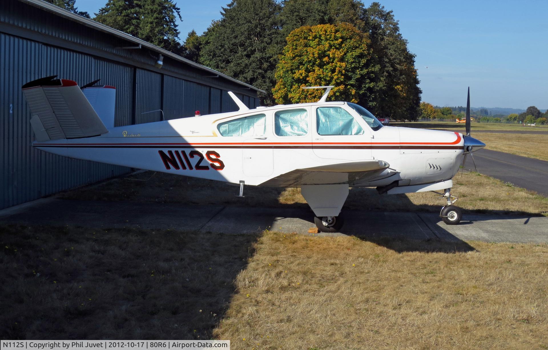 N112S, 1964 Beech S35 Bonanza C/N D-7466, Photographed at Scappoose Airport, Oregon.