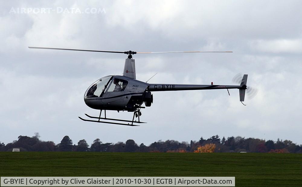 G-BYIE, 1999 Robinson R22 Beta C/N 2933, Originally owned to and trading as, Moorland Windows in April 1999 and currently owned to, and currently owned to, Givens Aviation since October 2007.