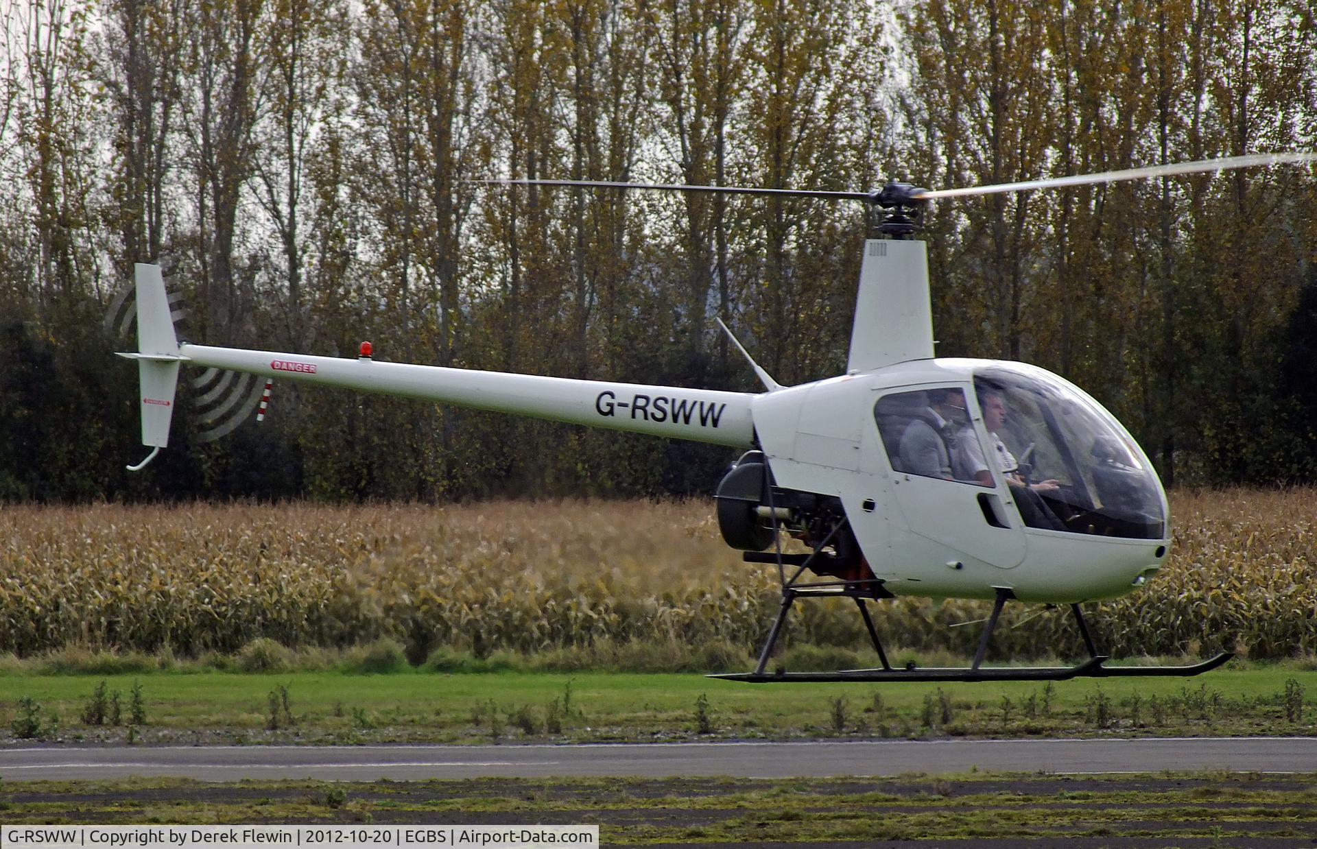 G-RSWW, 1991 Robinson R22 Beta C/N 1775, EGBS resident.