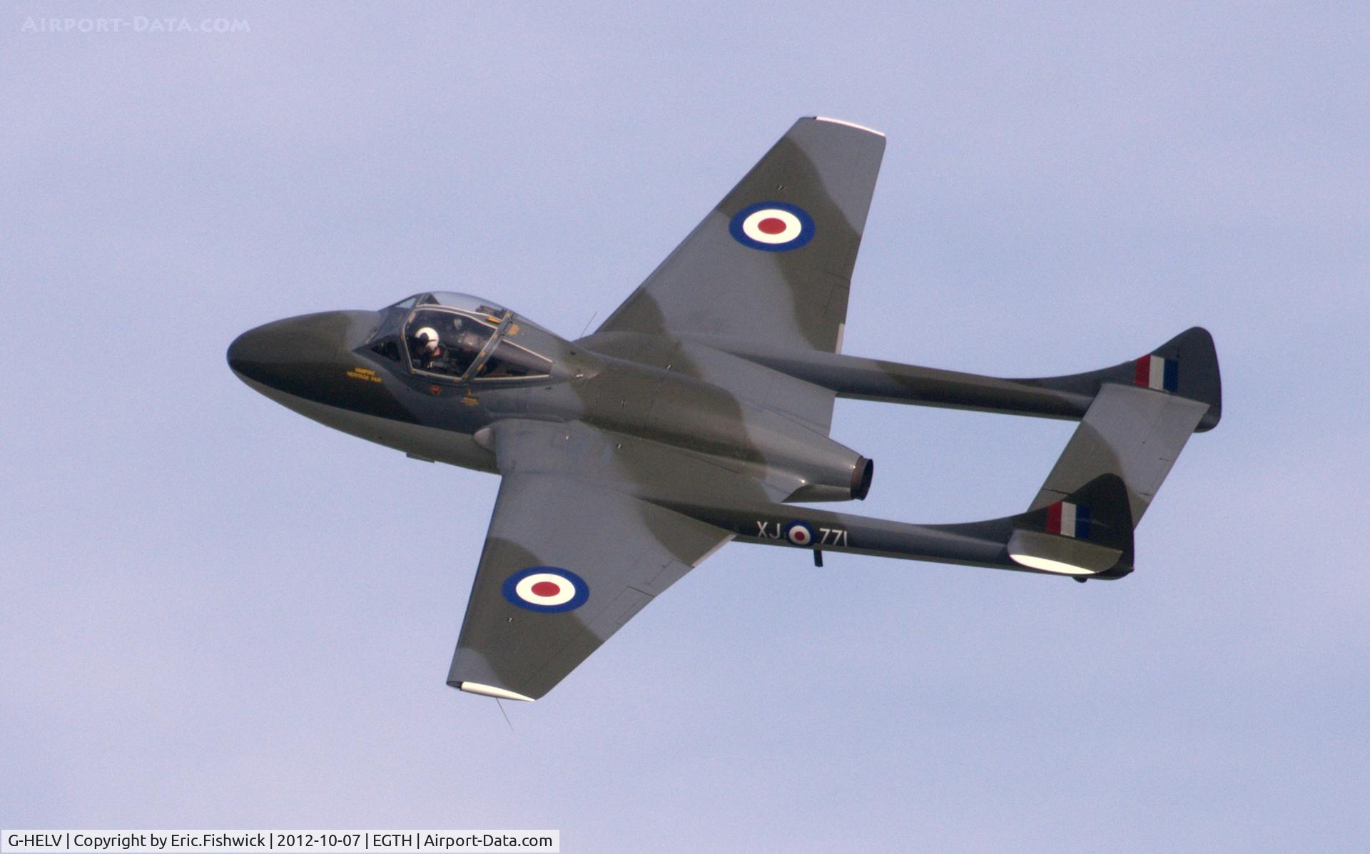 G-HELV, 1958 De Havilland (F+W Emmen) Vampire T.55 (DH-115) C/N 975, 41. XJ771 at Shuttleworth Autumn Air Show, October, 2012
