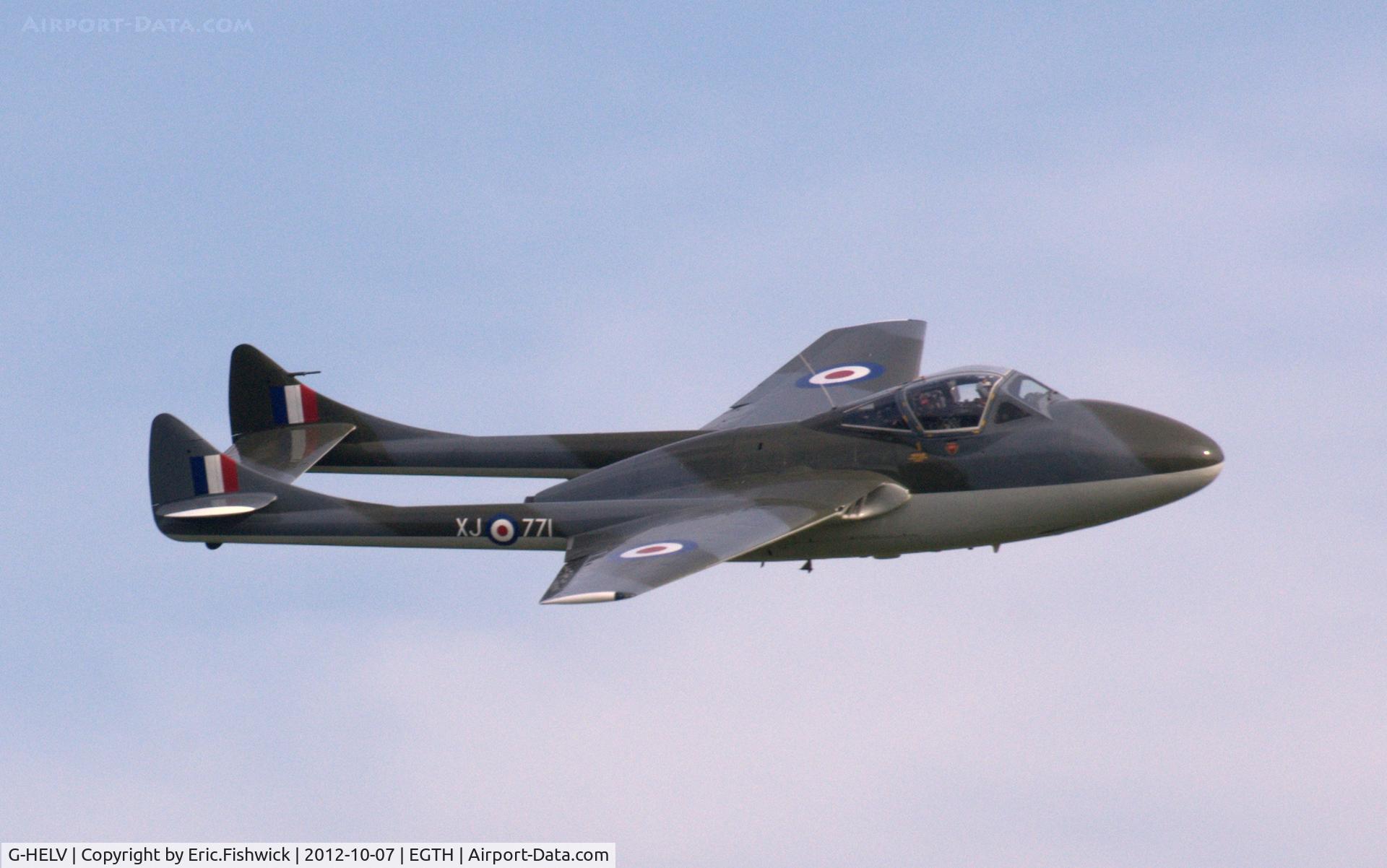 G-HELV, 1958 De Havilland (F+W Emmen) Vampire T.55 (DH-115) C/N 975, 42. XJ771 at Shuttleworth Autumn Air Show, October, 2012