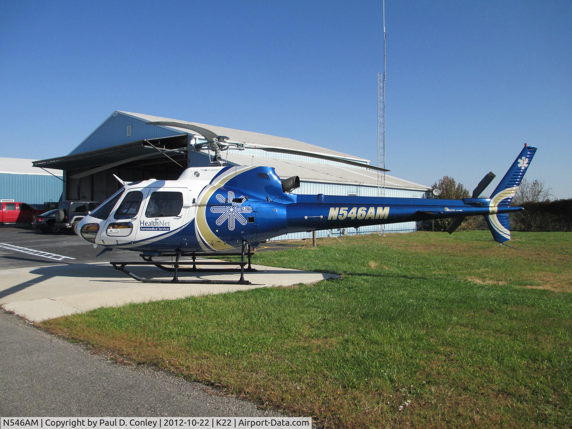 N546AM, 2007 Eurocopter AS-350B-2 Ecureuil C/N 4321, This aircraft is now part of HealthNet Aeromedical / AirMethods fleet.  This is at the base at K22.
