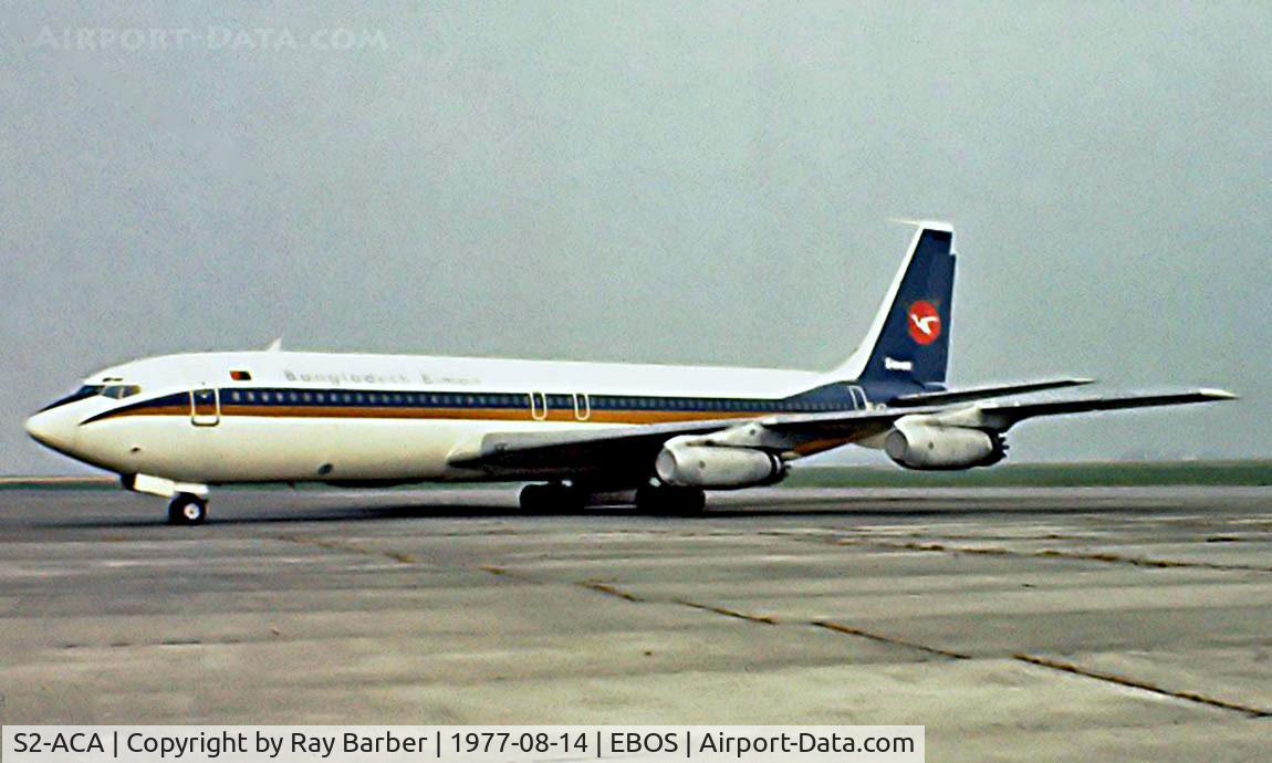 S2-ACA, 1967 Boeing 707-351C C/N 19434, Boeing 707-351C [19434] (Biman Bangladesh) Oostende~OO 14/08/1977. Image taken from a slide.
