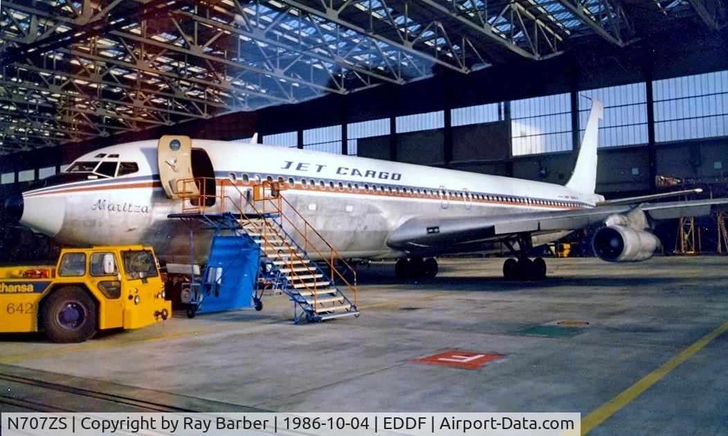 N707ZS, 1969 Boeing 707-309C C/N 20261, Boeing 707-309C [20261] (Jet Cargo) Frankfurt~D 04/10/1986. Image taken from a slide.