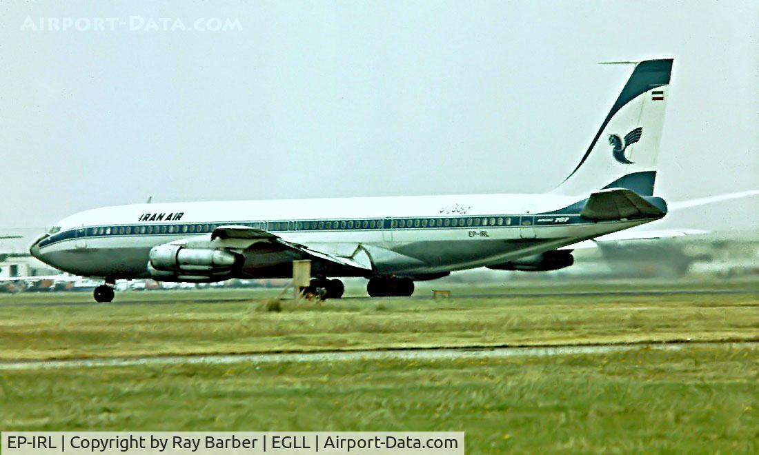 EP-IRL, 1969 Boeing 707-386C C/N 20287, Boeing 707-386C [20287] (Iran Air) Heathrow~G   1975. Image taken from a slide.