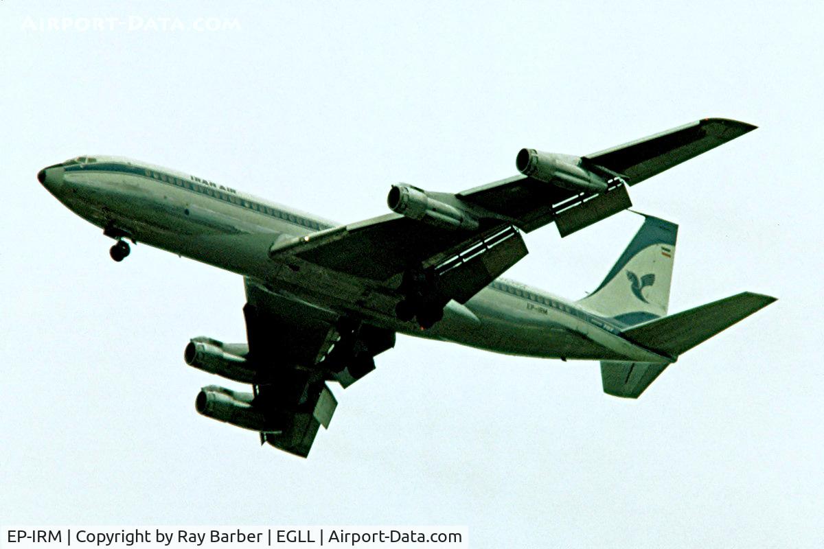 EP-IRM, 1970 Boeing 707-386C C/N 20288, Boeing 707-386C [20288] (Iran Air) Heathrow~G 01/07/1974. Date approximate . Image taken from a slide.