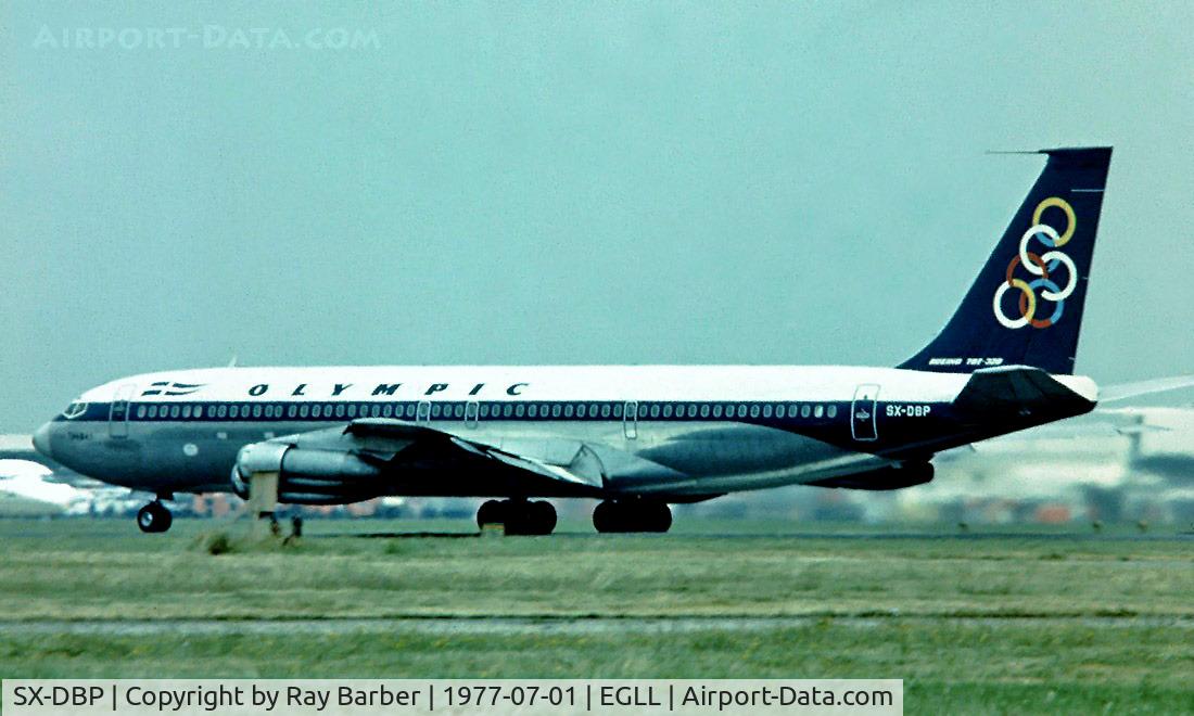 SX-DBP, 1966 Boeing 707-351C C/N 19163, Boeing 707-351C [19163] (Olympic Airways) Heathrow~G 01/07/1977. Image taken from a slide.