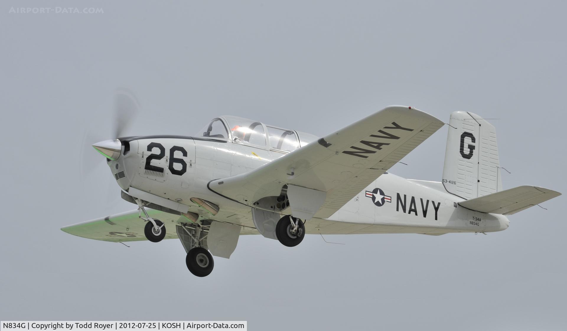 N834G, 1955 Beech (CCF) T-34A (A45) Mentor C/N CCF34-95, Airventure 2012