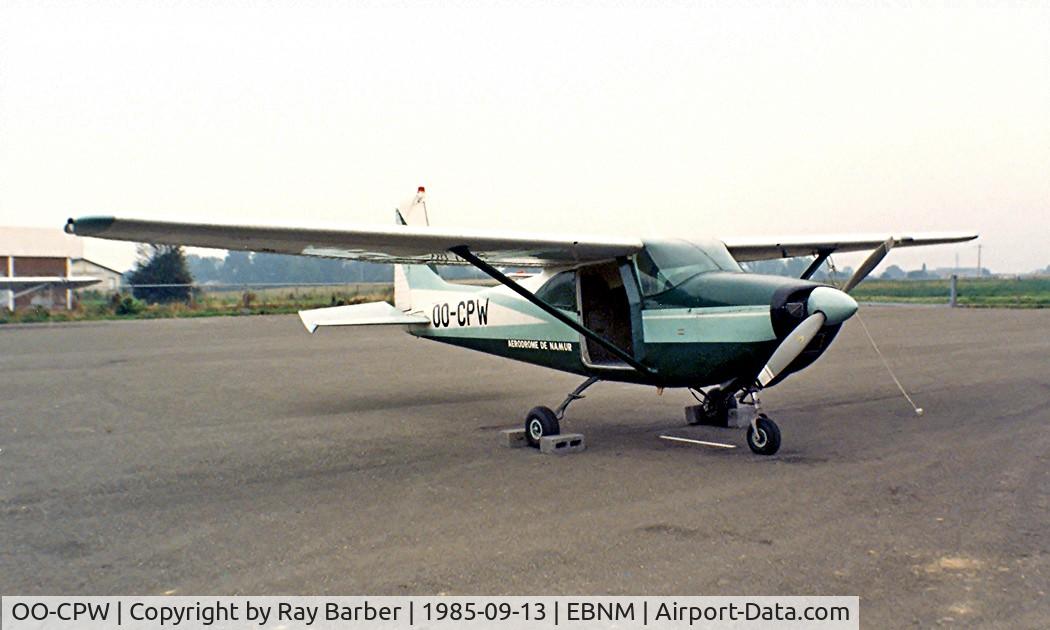 OO-CPW, 1959 Cessna 182B Skylane C/N 51584, essna 182B Skylane [51584] Temploux-Namur~OO 13/09/1985. Image taken from a slide.