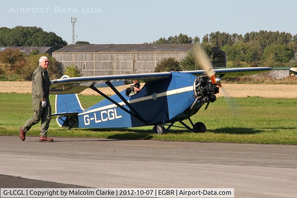 G-LCGL, 1993 Comper CLA7 Swift Replica C/N PFA 103-11089, 'With a little help from my friend'. Comper CLA7 Swift (Replica), Hibernation Fly-In, The Real Aeroplane Club, Breighton Airfield, October 2012.