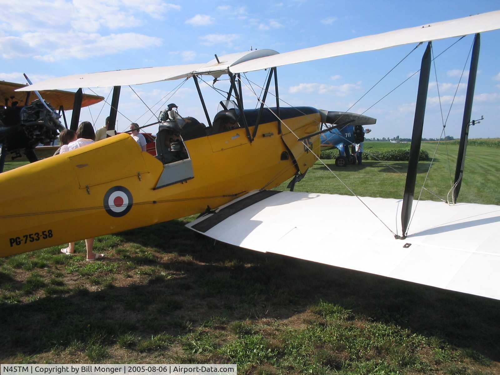 N45TM, 1945 De Havilland DH-82A Tiger Moth II C/N 86621, Taken at a fly-in, August 6, 2005 near Tecumseh, MI
