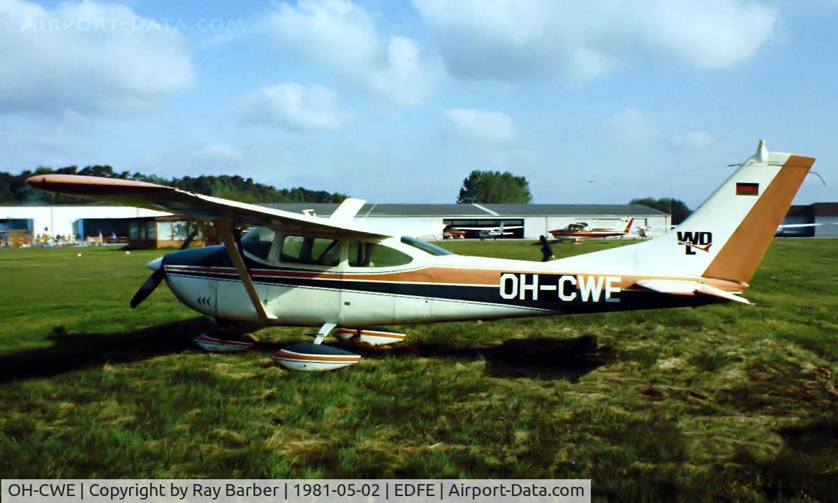OH-CWE, Cessna 182H Skylane C/N 18256418, Cessna 182H Skylane [182-56418] Eglesbach~D 02/05/1981. Although this was not officially registered until 1982 temporary makings were placed over the *D-EK* notice the black backing to those letters.