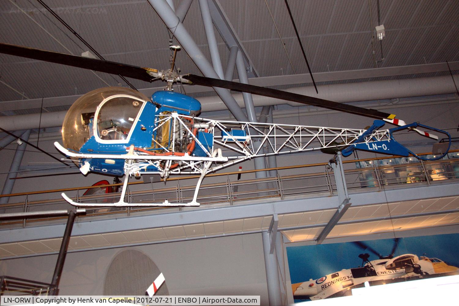 LN-ORW, Bell 47D-1 C/N 632, Bell 47D-1 helicopter, preserved in the Norsk luftfartsmuseum, Bodø, Norway.
