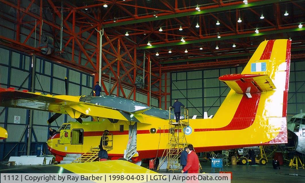 1112, Canadair CL-215-V (CL-215-1A10) C/N 1112, Canadair CL-215 [1112] (Greek Air Force) Tanagra~SX 03/04/1998. Written off on 2006-07-06 off Patroklos Island Greece after crashing into the sea whilst scooping up water . the remains are currently stored at Elefsis Greece.