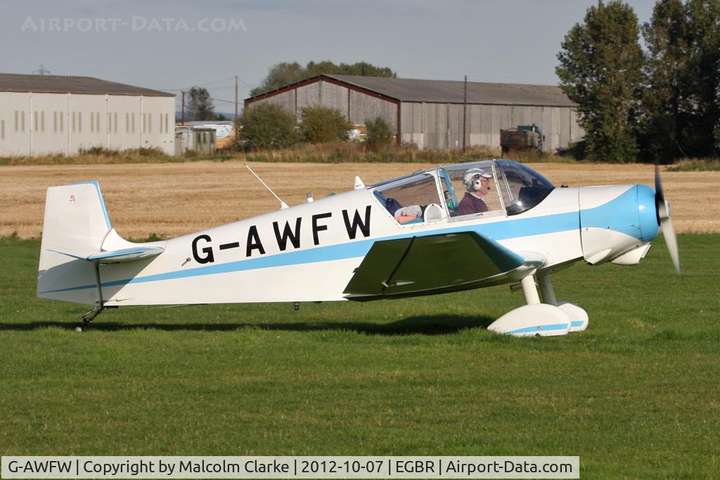G-AWFW, 1957 SAN Jodel D-117 C/N 599, Jodel D-117. Hibernation Fly-In, The Real Aeroplane Club, Breighton Airfield, October 2012.