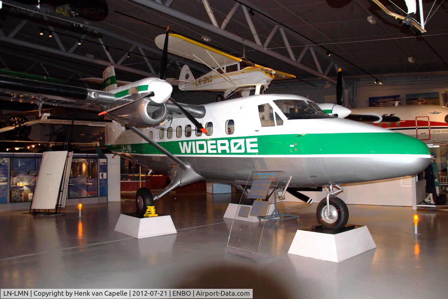 LN-LMN, 1968 De Havilland Canada DHC-6-200 Twin Otter C/N 127, Twin Otter in Widerøe colourscheme in the Norsk Luftfartsmuseum in Bodø, Norway. Widerøe operated this aircraft betwen 1968 and 1971.