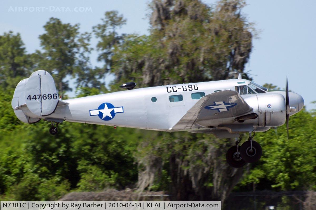 N7381C, 1944 Beech C18S C/N 8104, Beech C18S [8104] Lakeland-Linder~N 14/04/2010