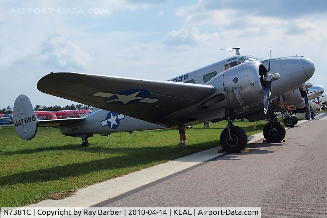 N7381C, 1944 Beech C18S C/N 8104, Beech C18S [8104] Lakeland-Linder~N 14/04/2010