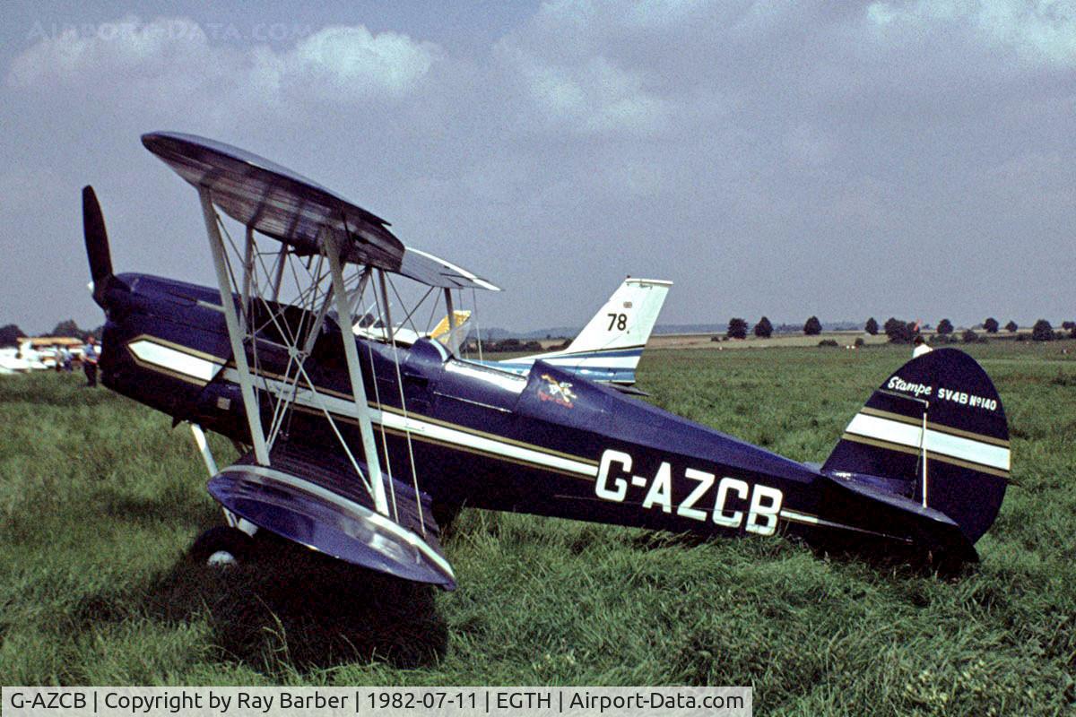 G-AZCB, 1946 Stampe-Vertongen SV-4C(G) C/N 140, Stampe SV.4C [140] Old Warden~G 11/07/1982. Image take from a slide.